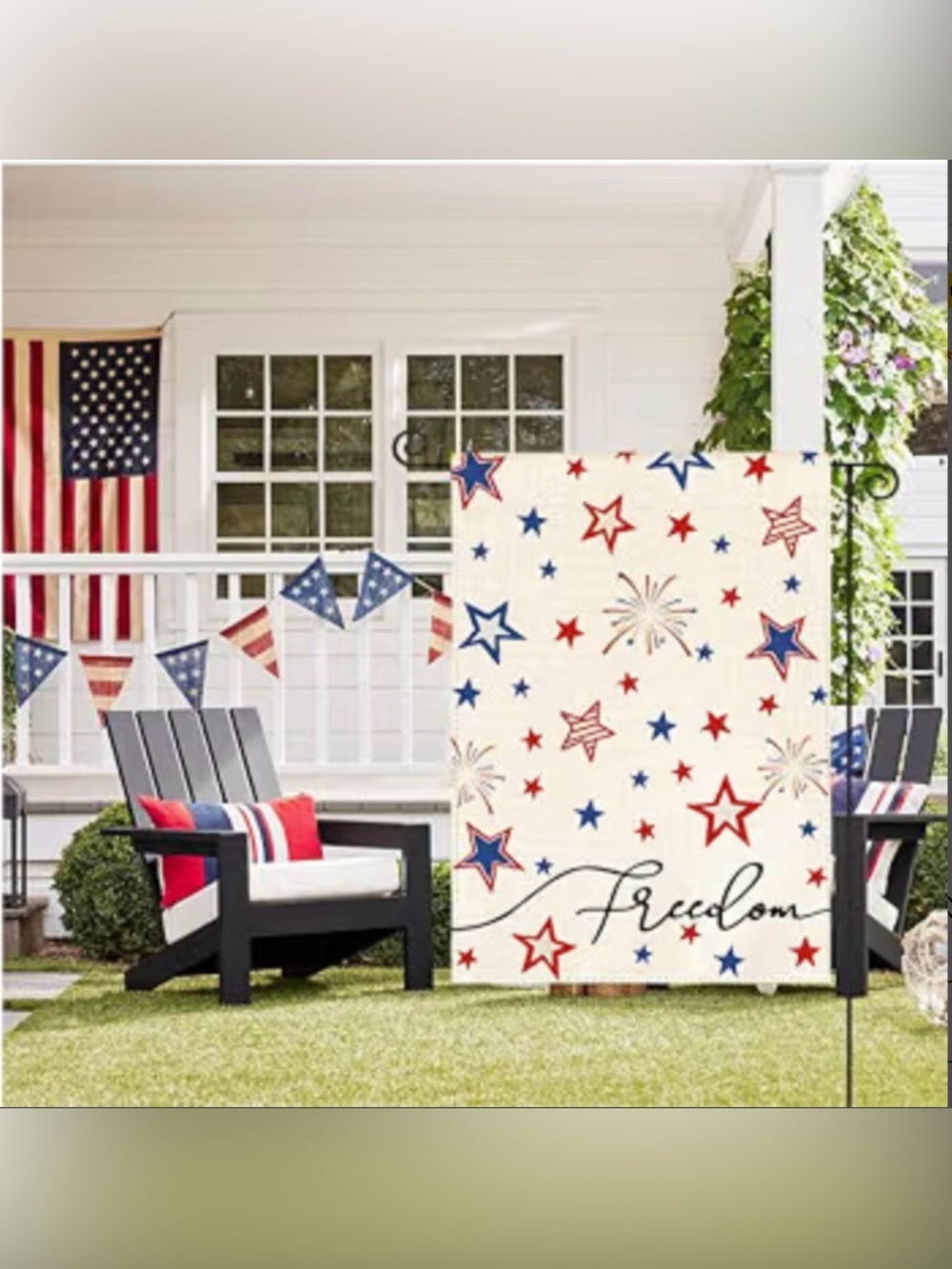 Patriotic Freedom Decorative Flag - Red & Blue Stars
